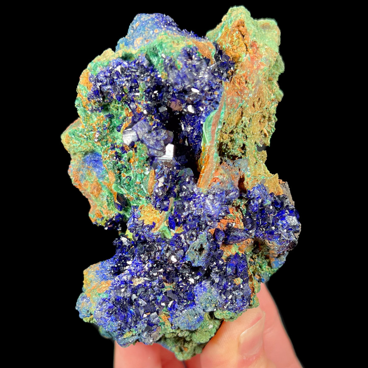 Blue Azurite Crystals with Green Malachite Crystals