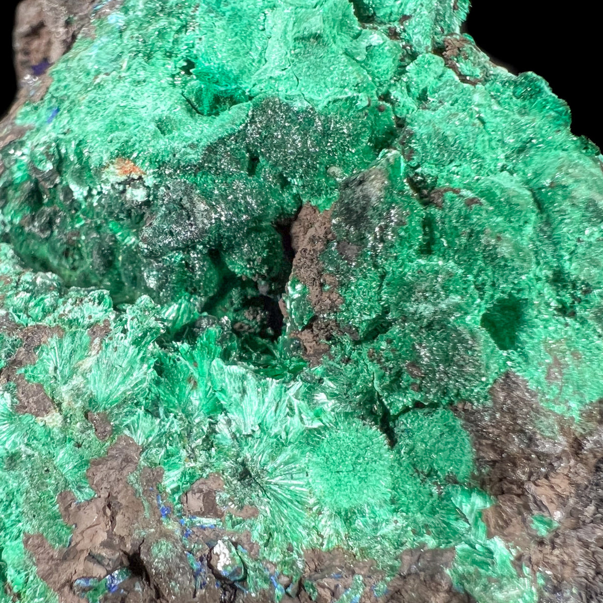 Close Up of Fibrous Velvety Green Malachite