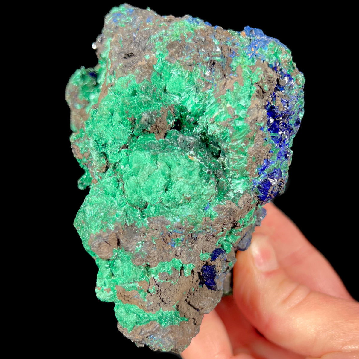 Malachite Crystal Cluster with Azurite