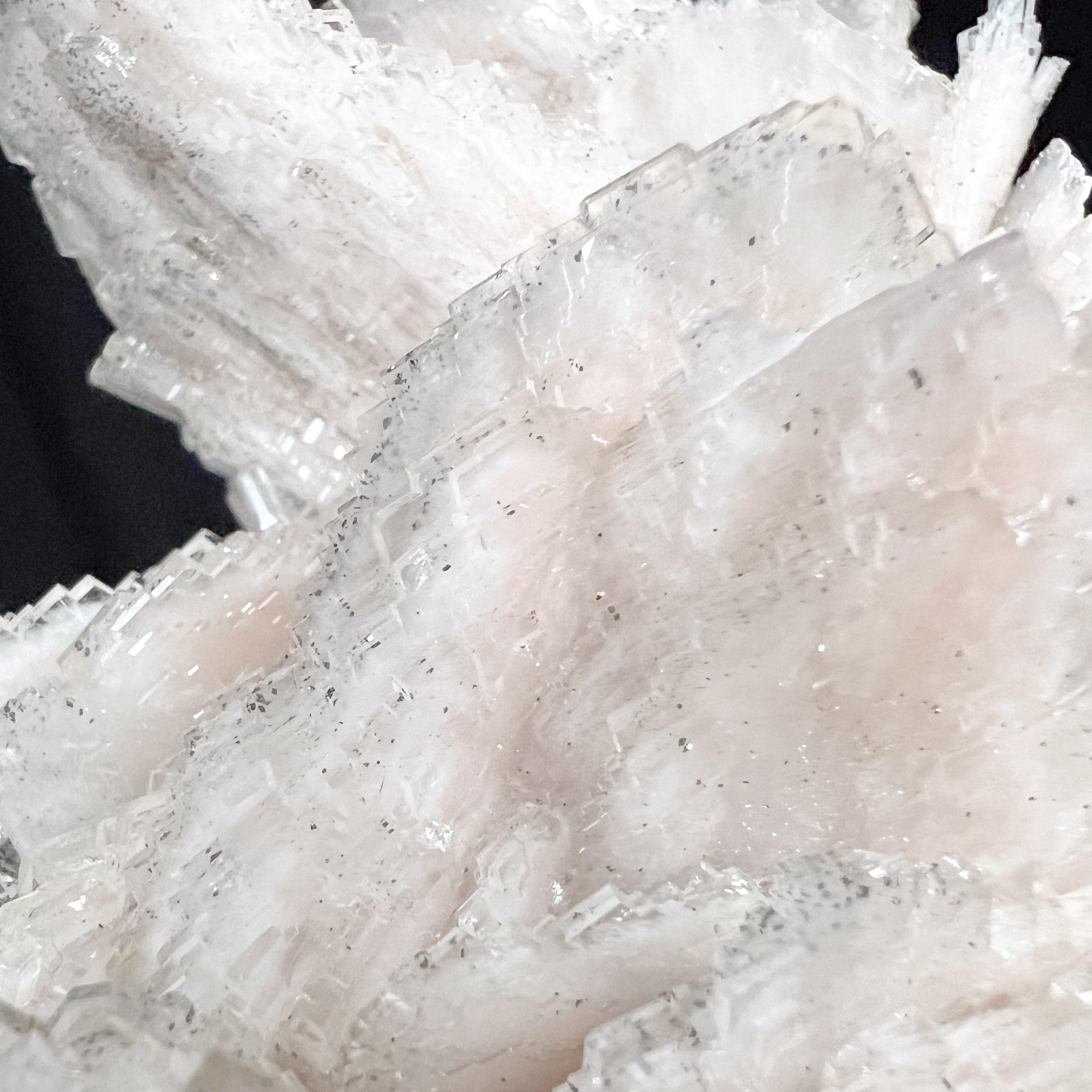 Close up of Barite Crystal Blades with Marcasite crystal inclusions