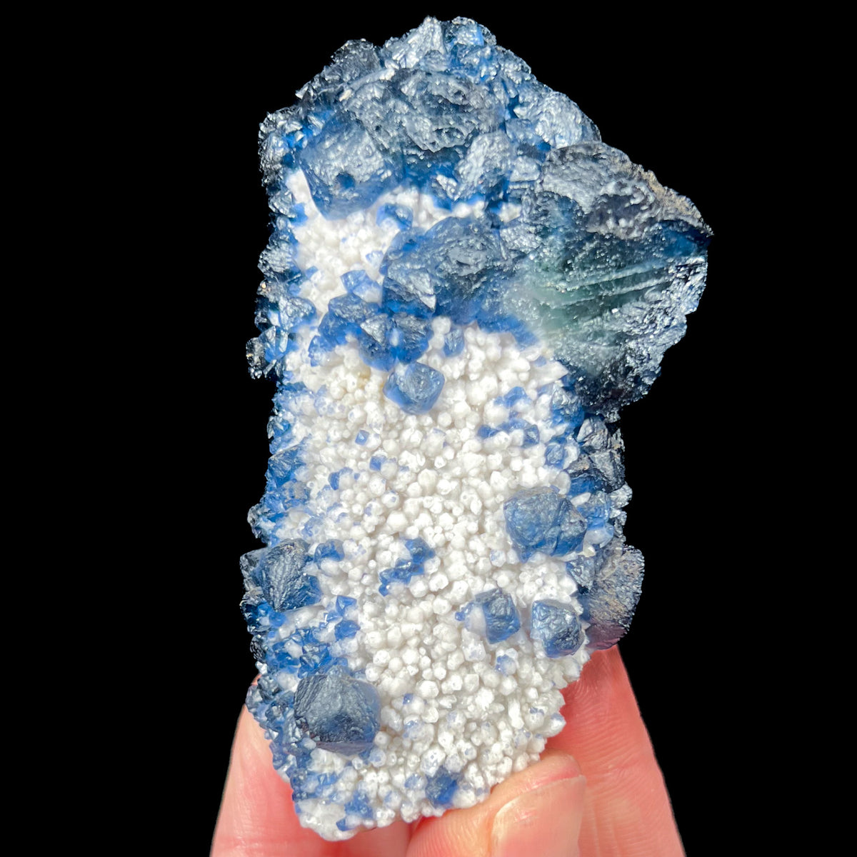 Blue Fluorite on Quartz from Inner Mongolia, China