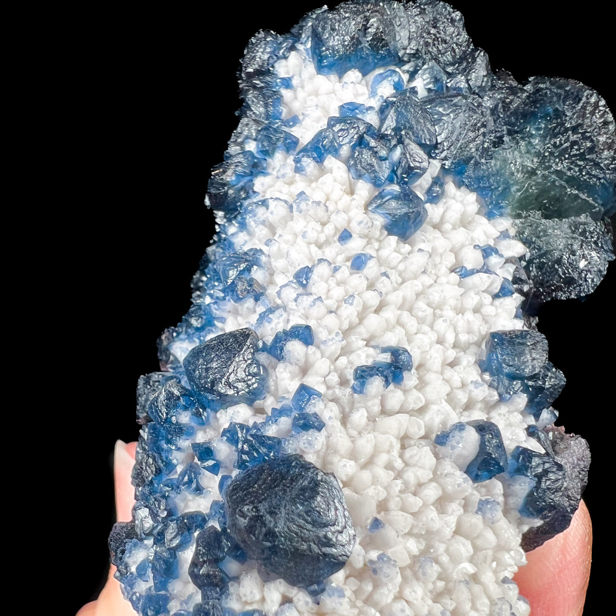 Blue Fluorite with White Quartz, Inner Mongolia, China