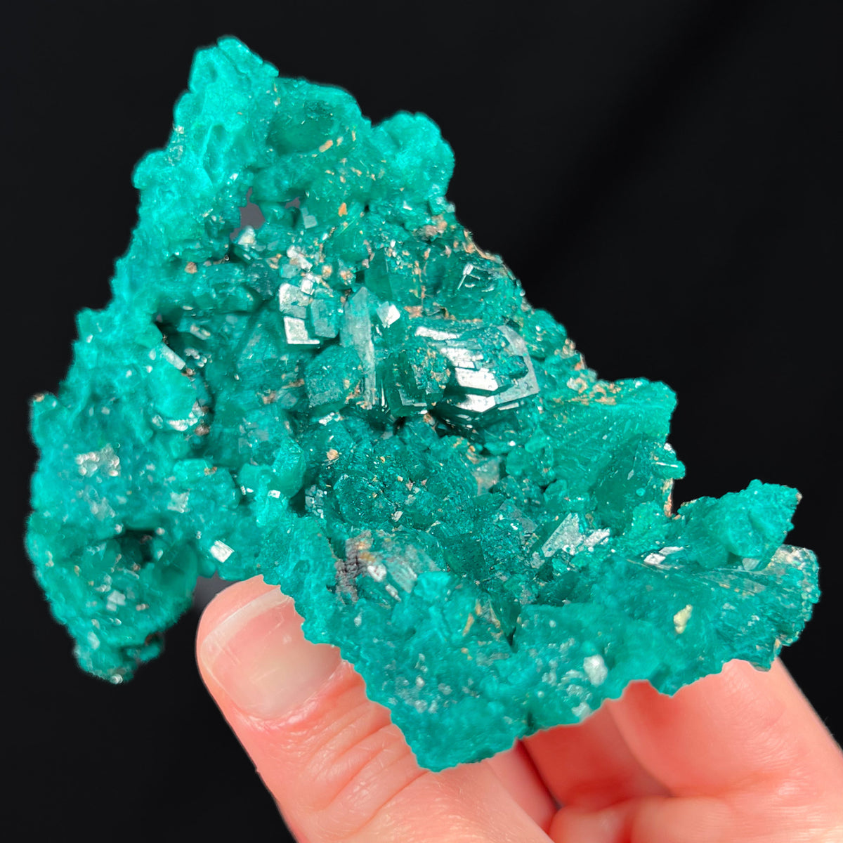 Side view of Dioptase Crystal Cluster