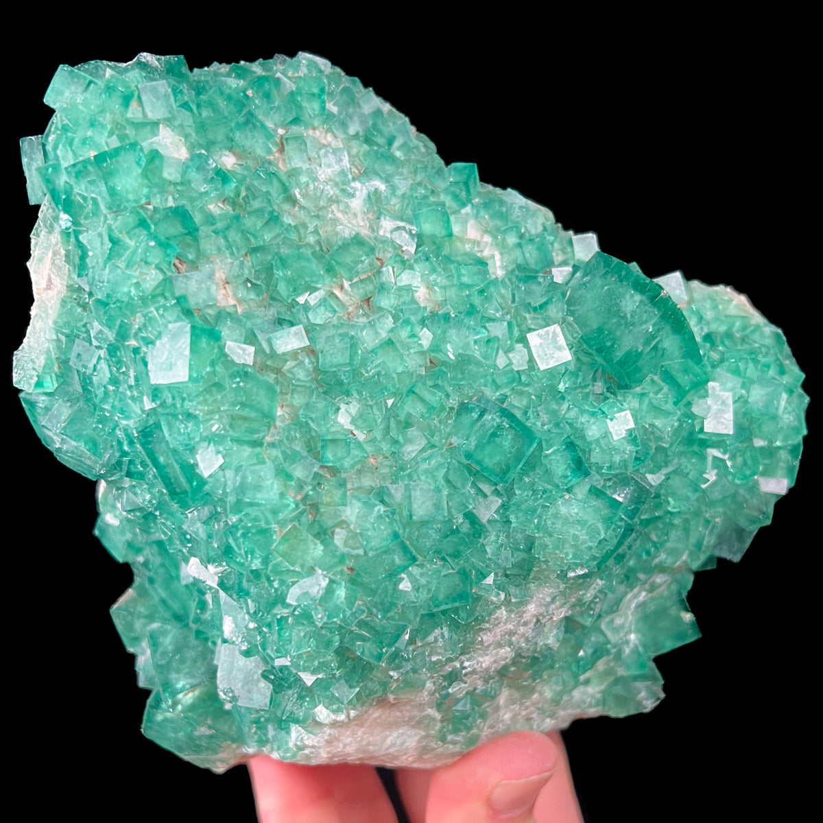 Large Green Fluorite Crystal Cube Mineral Specimen