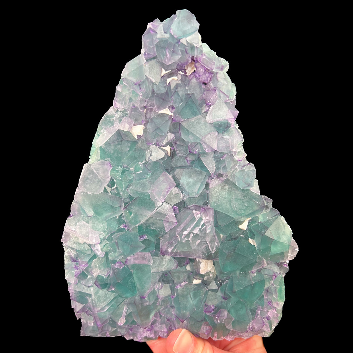 Large Green and Purple Fluorite Octahedron Specimen