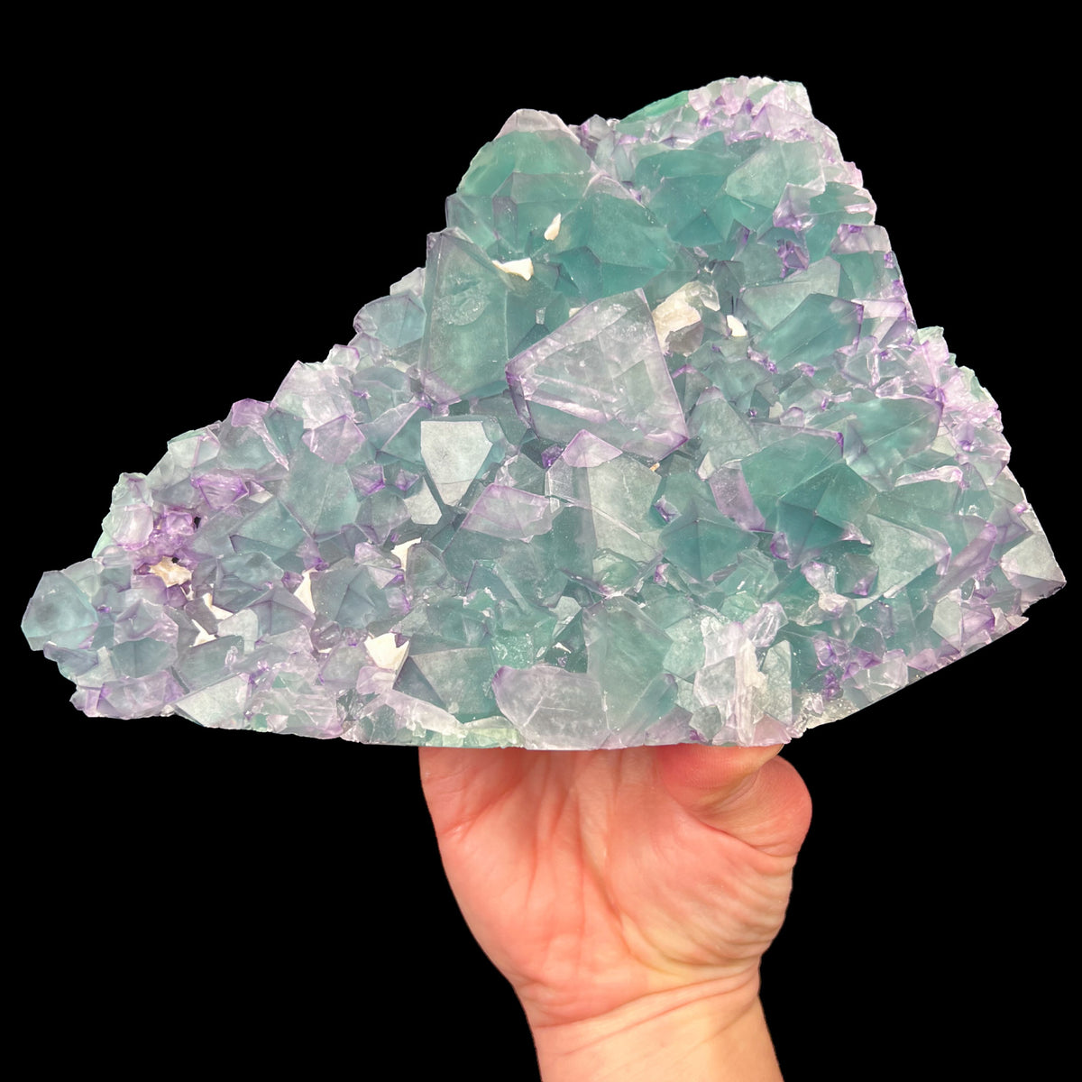 Purple and Green Octahedron Fluorite Mineral Specimen