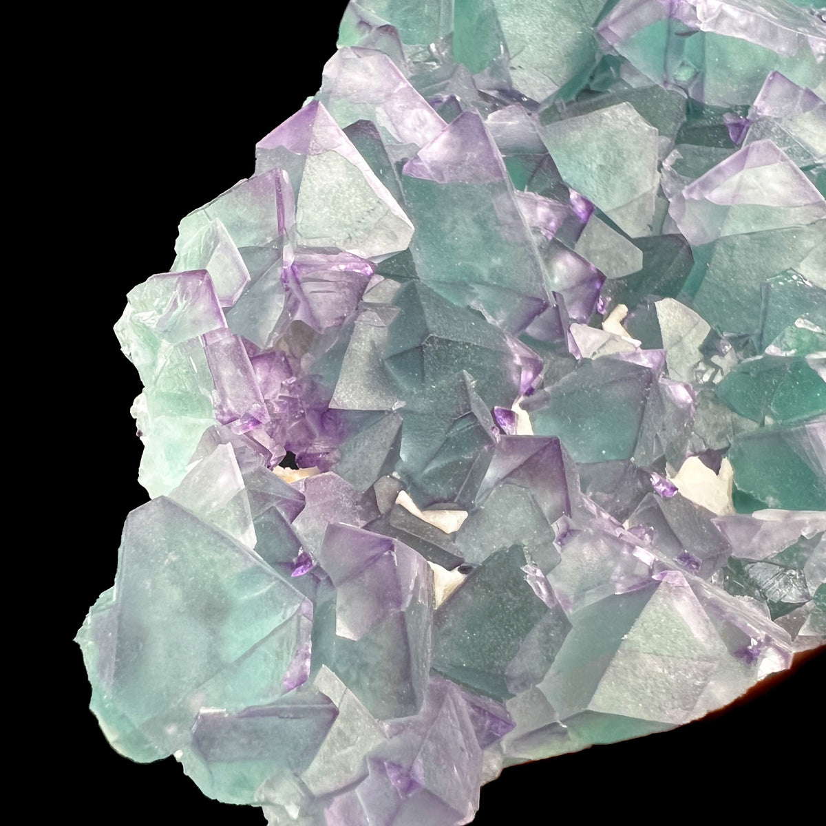 Fluorite Octahedron Crystals with Green and Purple