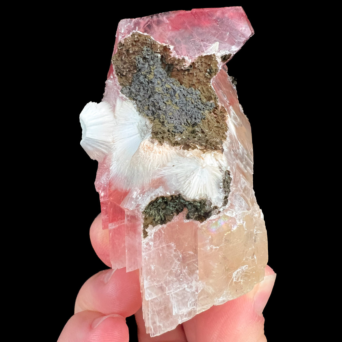 Mesolite with Calcite Mineral Specimen from India