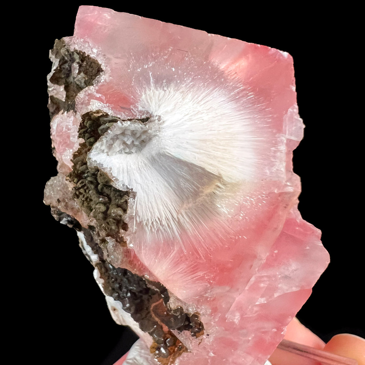 Mesolite Crystals with Calcite from India