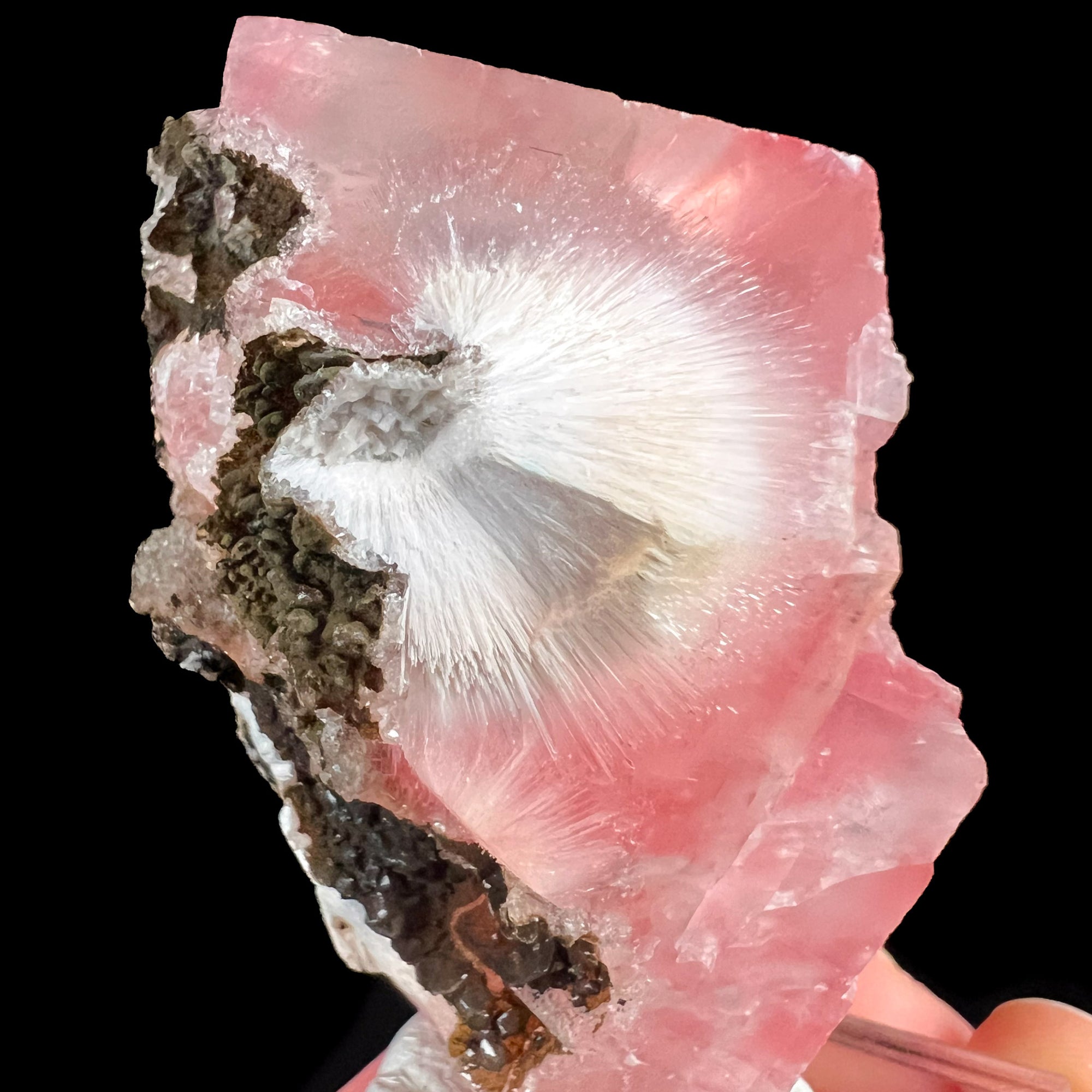 Calcite with Mesolite from India