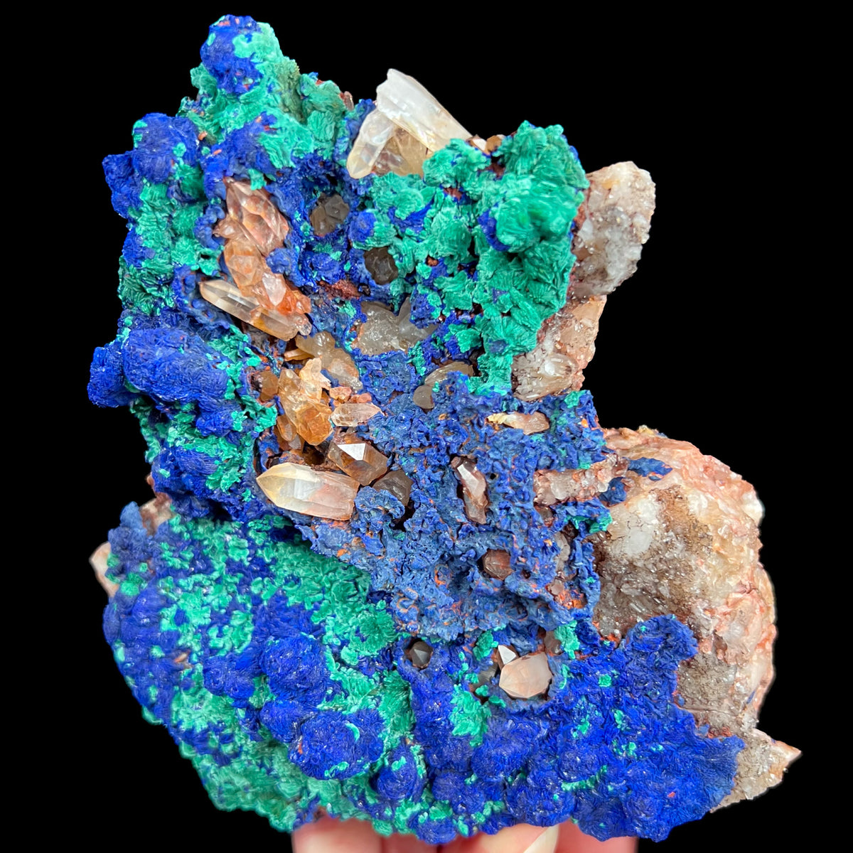 Large Azurite, Malachite, and Quartz Mineral Specimen from Morocco