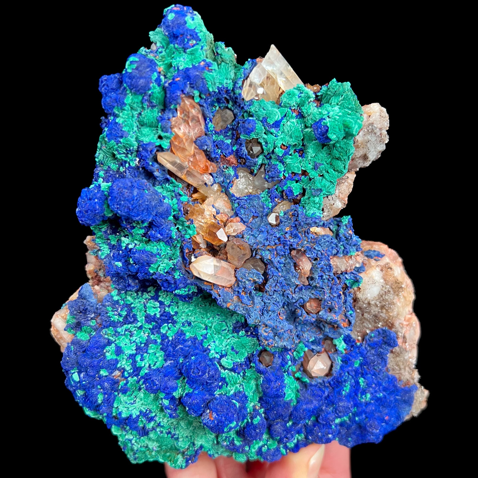 Large Azurite with Malachite on Quartz from Alnif, Morocco