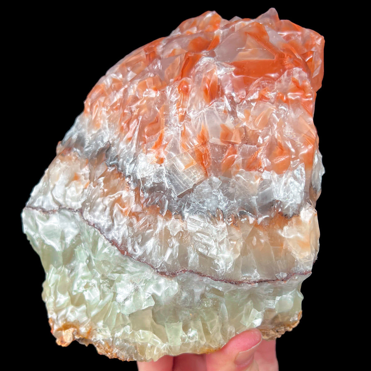 Multi-colored raw Calcite crystal specimen from Mexico