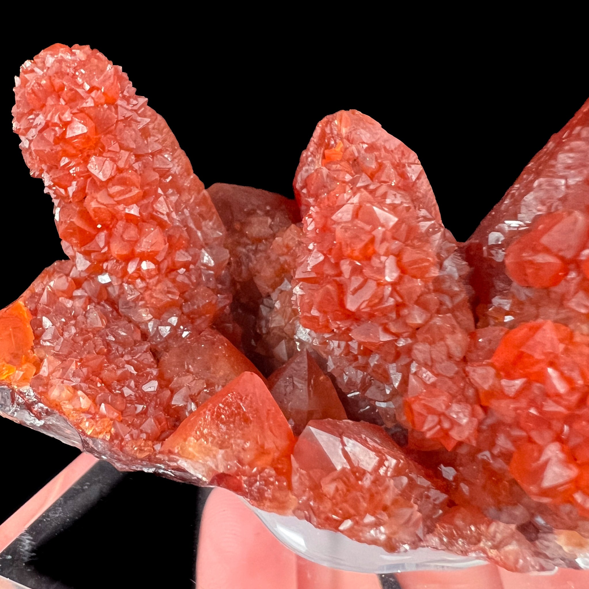 Close Up of Red Quartz Crystals on Red Quartz