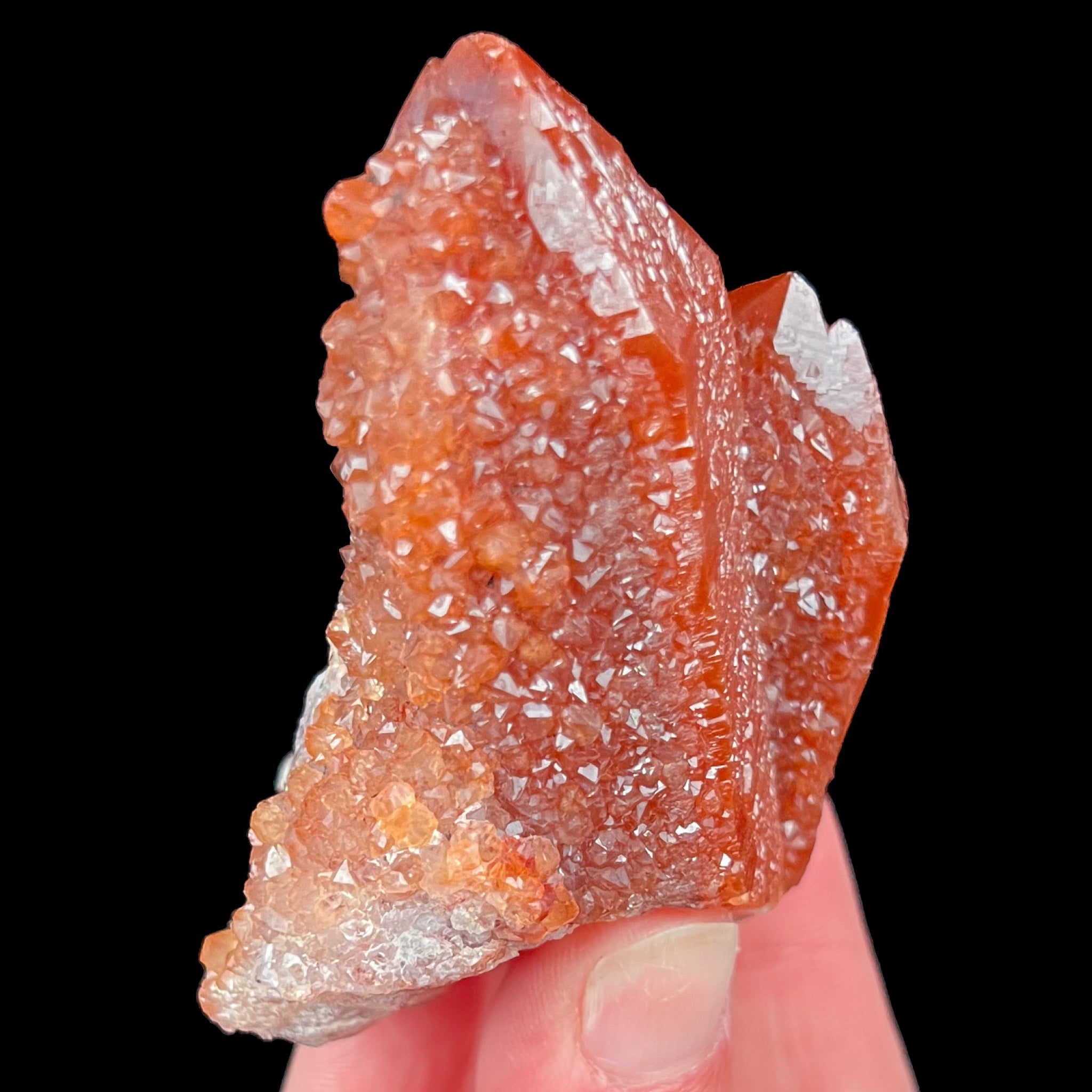 Side View of Red Quartz Crystals