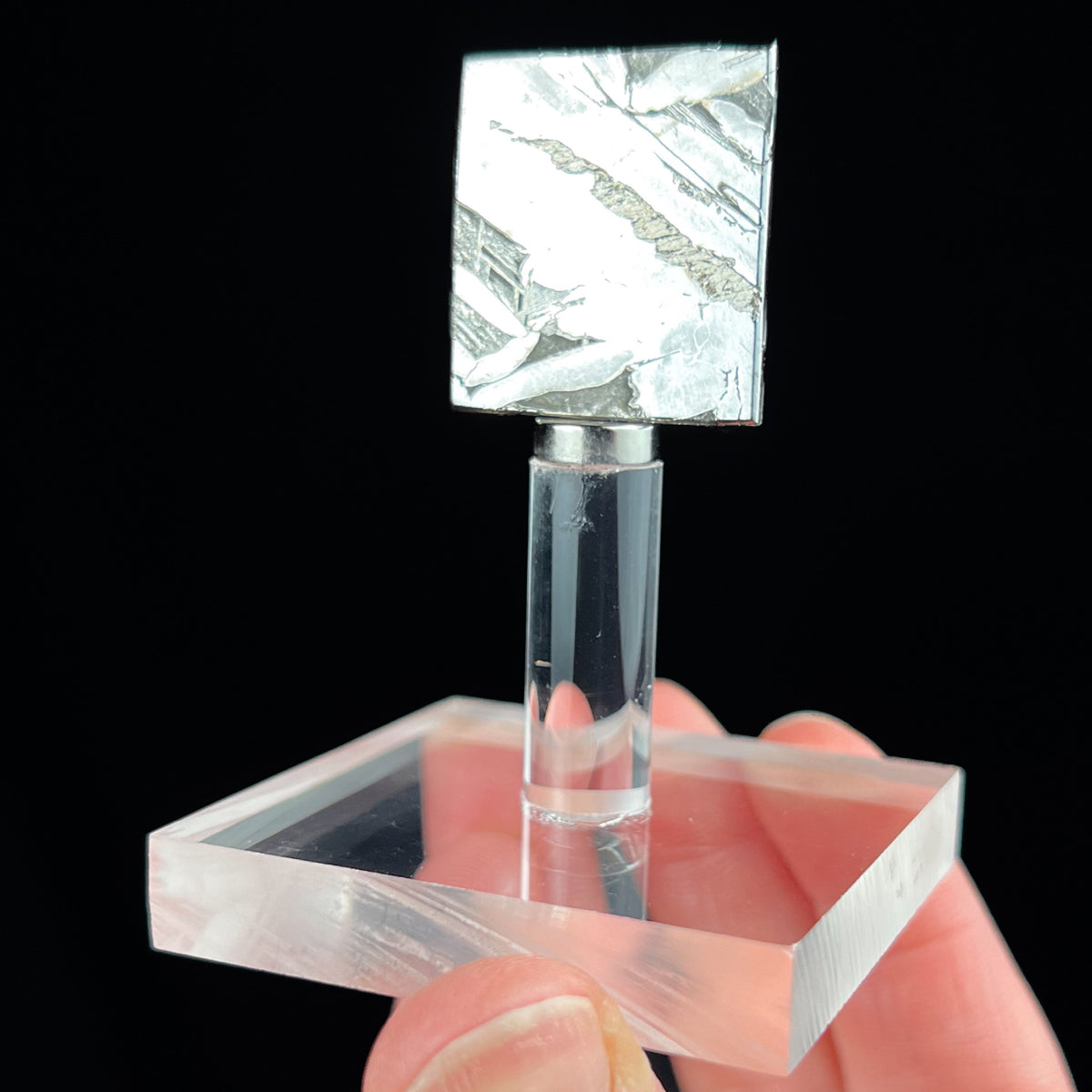 Seymchan Pallasite Meteorite Slice on Magnetic Display Stand